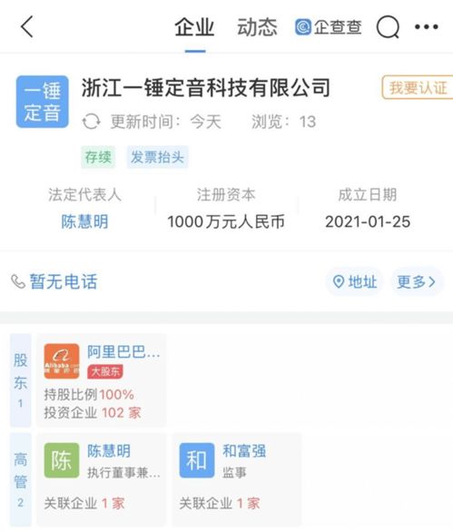 阿里進軍資產評估領域，成立浙江一錘定音科技公司布局咨詢策劃服務